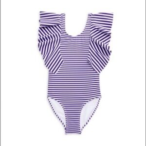 🆕 HABITUAL Girl's Malibu Striped One Piece Swimsuit - Navy/White Striped